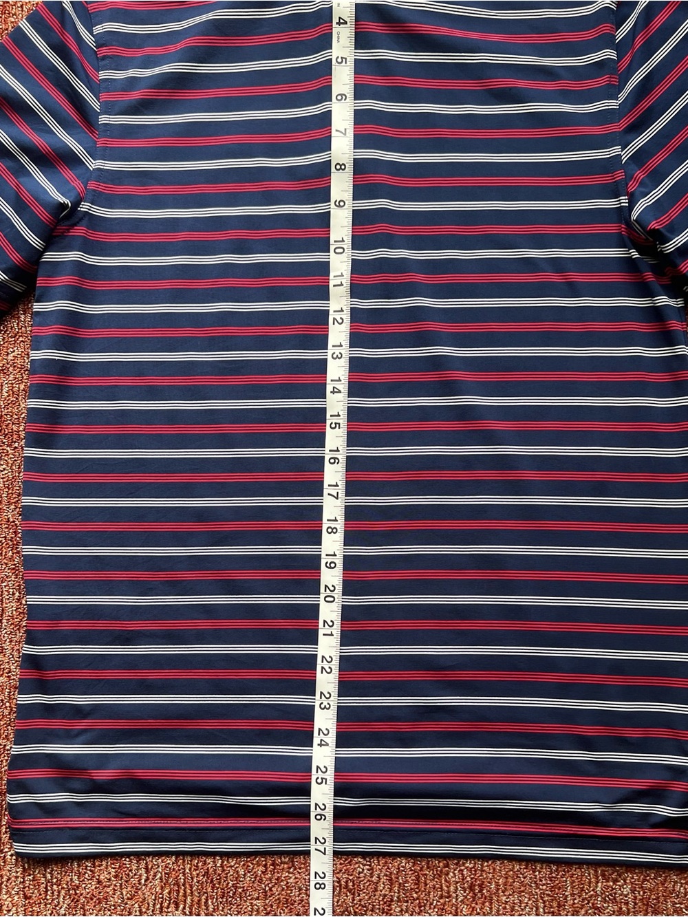 Men's Vineyard Vines Perfomance Polo Shirt: Navy with Red/white Stripes - XS - Picture 9 of 9